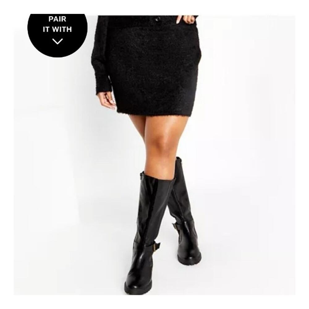 #63 MSRP $90 CITY CHIC BLACK FLUFFY MINI SKIRT - CURVE CHIC ♡ SIZE 16 ♡